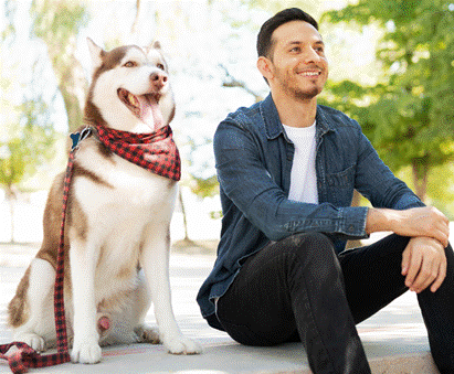 sitting with pup